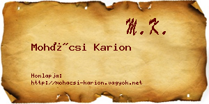 Mohácsi Karion névjegykártya